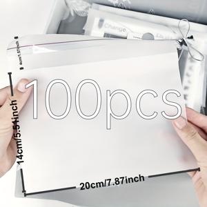 TEMU 투명한 무광 자체 접착식 대용량 선물 포장 DIY 밀봉 가능 가방, 교환 문구 스티커 정리함 엽서 펜팔 편지 사진 보호 카드 디스플레이 배경 소품 선물 랩핑 스탠드오버 보관 봉인 파우치 - 사무실 공예 가정 분류에 적합