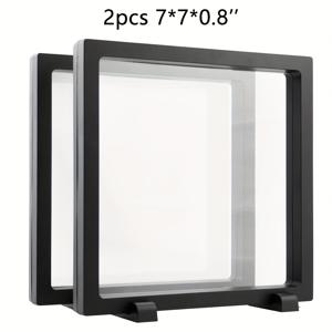 TEMU 3D 플로팅 디스플레이 케이스 7x7x0.8” AA 메달리온, 보석, 화석 플로팅 디스플레이 프레임 세트 2개/4개, 매달린 보석 정리함