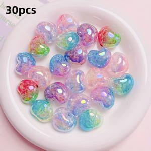 TEMU 30개 22mm 아크릴 UV 컬러풀 그라데이션 버스트 뚱뚱한 사랑 홀 비즈 DIY 모바일 폰 체인 비즈 펜 키체인 액세서리