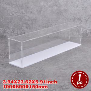 TEMU 아크릴 디스플레이 케이스, 컬렉션 보관용 투명 플라스틱 보호 상자, 흰색 받침대 포함, 피규어 및 모델 전시용 방진 쇼케이스, 14세 이상 권장 – 4x24x6인치 (10x60x15cm)