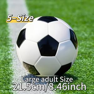 TEMU 성인용 내구성 PVC 축구공 - 5호, 기계 봉제, 실내/실외 경기, 훈련 및 레크리에이션 축구 - 흑백, 14세 이상 선수에게 이상적