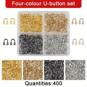 TEMU 400개의 장신구 제작용 U-버튼 세트, 4mm 구리 U-클래스프, 다양한 색상, DIY 팔찌 목걸이 잠금 장치 링크, 공예 액세서리