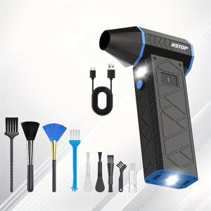 TEMU 다용도 4단계 무선 터보 팬 에어 더스터 - USB 충전식, 강력한 100W 전기 압축 제트 블로워, 디지털 디스플레이 포함, 키보드, 자동차, 가정 및 야외 사용을 위한 다양한 노즐 포함, 터보 제트 블로워|키보드