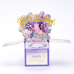 TEMU 1개 3D 팝업 생일 축하 카드, 봉투 및 빈 노트 포함 - 꽃 및 만화 테마, 레이저 컷 디자인, 누구에게나 사용자 지정 가능한 축하 메시지, 종이 재질, 생일 행사에 이상적
