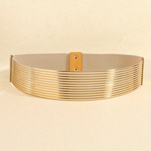 TEMU 1pc 여성용 골든 PVC 긴 허리 cincher, 비너트 캐주얼 신축성 있는 와이드 벨트, 시퀀스, 가벼운 바디, 비텍스 플라스틱 재질, 결혼식, 파티, 해변, 일상, 스포츠, 대학, 나이트 아웃, 축제 행사 - 평균 크기