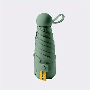 TEMU 6개의 리브가 있는 컴팩트 접이식 우산, 수동 개폐, 플라스틱 손잡이, 190T, 자외선 차단, 슈퍼 미니 캡슐 디자인, 가벼움, 맑은 날과 비오는 날 모두 사용 가능한 다기능