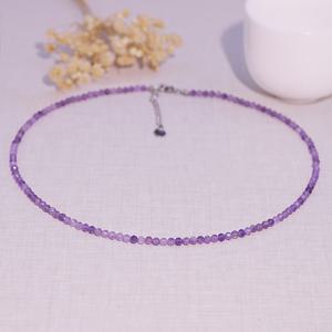 TEMU 1개 천연 자수정 컷 스톤 목걸이 - 퍼플 비드 체인, 여성용 2월 탄생석 주얼리, 캐주얼 착용 및 선물 아이디어, 우아한 액세서리, 고품질 공예