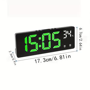 TEMU 모던 대형 스크린 디지털 알람 시계, 고화질 LED, 5단계 밝기 조절, 음성 제어 깨우기, USB 전원 - 크리스마스, 생일, 부활절, 하누카, 새해 이벤트에 이상적, 전자 시계