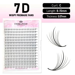 TEMU 7D 300팬 프리메이드 위스피 래쉬 볼륨 필드 아이래쉬 0.07mm 두꺼운 볼륨 아이래쉬 익스텐션 초보자용 쉬운 적용, 코망고