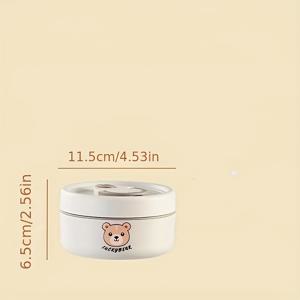 TEMU 3단 귀여운 곰 패턴 스테인리스 스틸 보온 도시락 상자, 전자레인지 사용 가능한 수프 그릇 포함 - 학생 및 사무직 종사자를 위한 휴대용 다층 벤토 박스, 원형, 손세척 가능, 도시락 액세서리