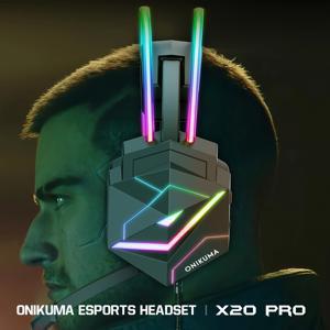 TEMU ONIKUMA Esports 유선 헤드셋 X20 Pro - 사운드, 소음 제거, 오버이어 디자인, USB 전원, 3.5mm 잭, 게임, TV, 모바일, 애니메이션용, 게임용 헤드폰 | 생생한 RGB 조명 | 편안한 착용감