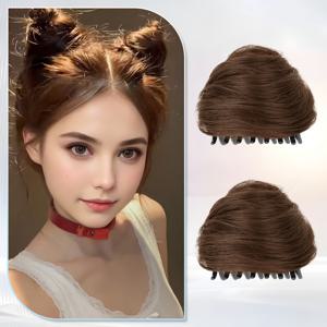 TEMU 2pcs 고양이 귀 머리 도넛 치그노 클로 클립이 있는 엉망진창한 머리 버니 버니 머리 조각 고양이 귀 버니 머리 연장 모자 액세서리 포니테일 머리 조각 여성 소녀