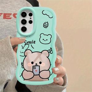 TEMU 사랑스러운 검은 곰 만화 폰 케이스 삼성 갤럭시 S20 FE S21 S23 S22 S24 S25 S23+ 울트라 S24 플러스 5G 코어용 - 소프트 폰 커버