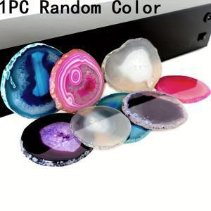 TEMU 1pc 거대한 홀리스 랜덤 컬러 아가트 바람 주름, 문제 풍경 자연 아가트 슬라이스, 보석 만들기 용품, , 자연 석재