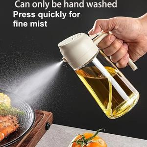 TEMU 1-in-1 올리브 오일 디스펜서 및 요리 스프레이 병, 16oz 자동 플립-탑 디자인, 내구성이 뛰어난 폴리에틸렌 테레프탈레이트, 주방 및 식사용으로 이상적, 주방 오일 디스펜서 | 현대 주방 액세서리 | 내구성이 뛰어난 플라스틱|오일스프레이