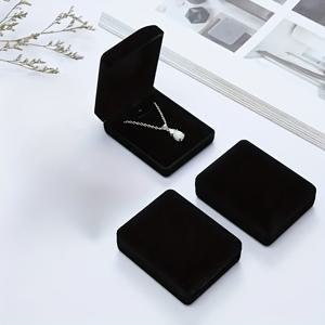 TEMU 3pcs 우아한 블랙 벨벳 보석 상자 - 목걸이, 귀걸이 및 반지에 완벽합니다 | 이상적인 선물 포장 | 작은 액세서리, 보석 보관 솔루션을 위한 컴팩트한 보관 용기 | 벨벳 질감 | 내구성이 뛰어난 상자, 보석 상자