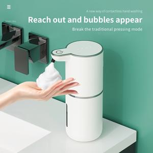 TEMU 자동 비누 디스펜서 - 거품, 스프레이, 액체 모드 4가지 조절 가능, USB-C 충전, 380ml 용량, 재사용 가능! 손 닿지 않는 세정으로 스마트한 위생!