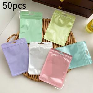 TEMU 50/100pcs 컬러풀한 투명한 지퍼백 가방 - 보석 보관, 귀걸이, 반지, 목걸이에 이상적 | 안전한 지퍼 클로저로 다양한 용도로 사용할 수 있는 공간 절약형 선물 정리함, 보석 정리함 보관