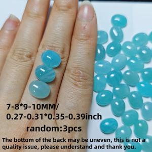 TEMU 3개 천연 아마조나이트 스톤 비즈 - 소형 타원형 원석, DIY 주얼리 제작용 블루 보석 (반짝임 없음), 반지, 귀걸이, 펜던트 - 발렌타인데이, 스승의 날, 졸업 선물