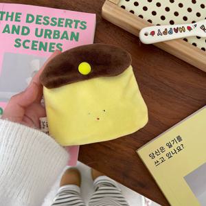 TEMU 1/2개 귀여운 카라멜 푸딩 플러시 포켓 - 미니 직물 보관 가방, 드로스트링, 휴대용 헤드폰, ID 및 동전, 창의적인 휴가 액세서리, 손세탁 가능, 귀여운 포켓|파우치|헤드폰