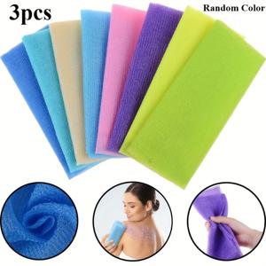 TEMU 3pcs 엑스폴리팅 욕실 수건 - 깊은 청소, 사우나 및 샤워를 위한 긴 나일론 세면용품, 폼알데하이드가 없는, 성인 피부 제거에 적합, 몸에 적합한 샤워 수건|샤워타올