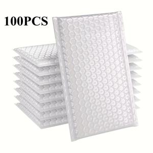 TEMU 100개 화이트 버블 메일러 4x7인치 - 자체 밀봉 패딩 배송 봉투, 육각형 무늬로 안전한 포장에 적합, 소규모 비즈니스, 할로윈, 추수감사절, 어머니의 날, 아버지의 날 및 생일에 이상적