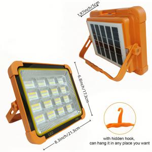 TEMU 1개 - 태양광 LED 휴대용 손전등, 텐트 조명, 캠핑 라이트, 비상용 조명 - 고휘도, 2400mAh 배터리, 보조배터리로 사용 가능, IP66 방수, 후크 포함 5가지 조명 모드 - , 차량 수리, 건설 현장, 낚시 조명에 적합|캠핑랜턴
