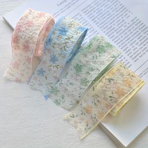 TEMU 4개 세트 목가적 꽃무늬 리본 스트립 - 부드러운 파스텔 색상, 정교한 꽃 패턴, 고품질 원단 DIY 헤어보우, 스크랩북킹, 선물 포장 및 가을 휴일 장식용, 머리 액세서리 만들기 | 목가적 스타일 | 레이스 질감, 꽃다발용 리본