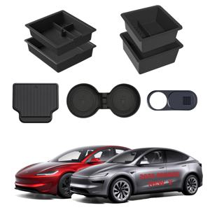 TEMU 2024년 2025년 for TESLA 모델 3 및 2025년 for TESLA 모델 Y 준피어용 업그레이드 센터 콘솔 보관 세트, 컵 홀더 및 팔걸이 서랍 정리기, for TESLA 액세서리용 숨겨진 보관함 5개