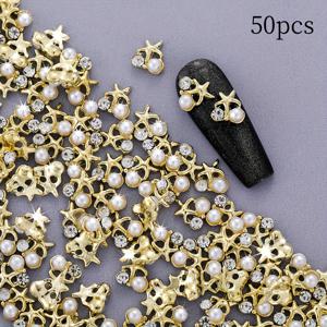 TEMU 50개 바다 테마 네일 차밍, 라인스톤, 껍질 및 별어류 - 골든 & 블랙 3D 네일 아트 장식 DIY 매니큐어 및 네일 디자인, 네일 아트 용품|네일아트
