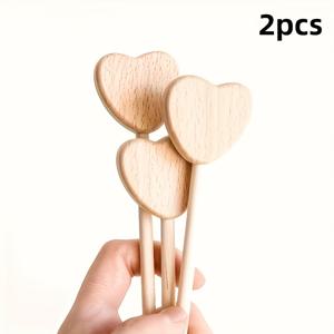 TEMU 2pcs 나무 마법봉 세트 - 별, 하트, 달 모양 - 파티 선물, 유니버설 휴일 장식, 일반 사용을 위한 손수 제작 DIY 마법봉 - 제조 나무