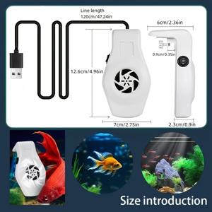 TEMU USB 전원 아쿠아리움 냉각 팬, 이중 속도, 저전압, 내부 어항용 도킹 디자인, 1cm 두께의 벽에 완벽한, 배터리 필요 없음, 어항 팬 | 휴대용 쿨러 | USB 전원 팬