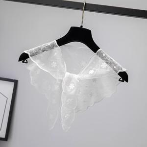 TEMU DIY 수제 레이스 여성용 빈티지 니트 크로셰 홀로우 칼라 다용도 일본 스타일 소형 스카프, 의류 장식 샤울 봄/여름 슬리키 파이버 원단 자수 로리타 패션