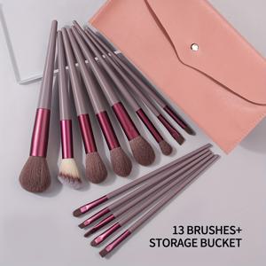 TEMU 14pcs 메이크업 브러시 세트, 편리한 보관 가방, 블러시 브러시, 아이섀도 브러시, 컨실러 브러시, 컨투어 브러시, 여행용 미용 도구를 위한 전문 메이크업 브러시