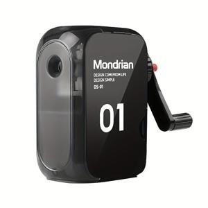 TEMU MONDrian 11 수동 연필깎이, 내장 연필심 깎이판 & 지우개 포함 – 내구성 있는 ABS 디자인, 블랙/블루 – 스케치, 숯, 일반 연필에 완벽 – 미술 학생, 정밀 연마에 이상적 | 현대적인 깎이 디자인 | 컴팩트 깎이