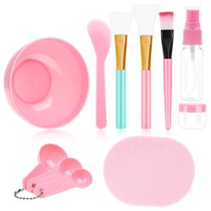 TEMU 페이스 마스크 혼합 그릇 세트, 11pcs DIY 페이스 마스크 혼합 도구 키트, 페이셜 마스크 그릇 스틱 스패출라 실리콘 브러시 스프레이 병 퍼프 담그기 병 게이지 포함