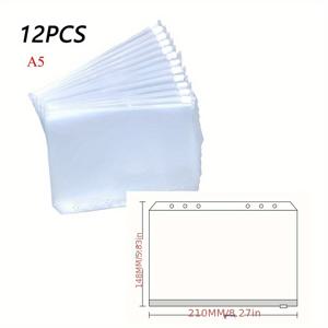 TEMU 12PCS 바인더 포켓 바인더 지퍼 폴더 6 링 노트북 바인더 방수 잎 주머니 문서 파일링 가방 A5 A6 A7