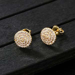 TEMU ICED CHICS 1 쌍 패션 라운드 아크 힙합 스티드 귀걸이, 합금 인공 지르콘, 남성용 스트리트 콘서트, 휴가 선물