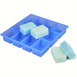 TEMU 대형 12구 실리콘 비누 몰드 - 쉬운 탈형, 두꺼운 직사각형 디자인 DIY 공예 및 수제 비누용