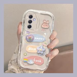 TEMU 삼색 페인팅 3D 토끼 곰 인형 S25 울트라 호환 A56/A54 케이스, A52 소프트 A13/A16-5G/S24/S20FE/S21 플러스/S22/울트라 S25/갤럭시 S23/A05/A12/A13/A15/S22/S23/A73/A55/A06 투명 케이스|S21케이스|S22케이스