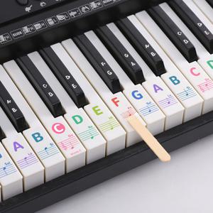 TEMU 1세트 ABS 소재 피아노 키보드 스티커, 투명 자체 접착식 지표 및 음표 표시, 88/76/61/54/49/37 키 전자 오르간용 컬러 인토네이션 데칼, 피아노 액세서리