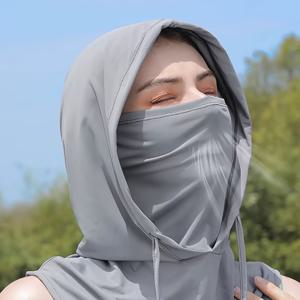 TEMU 봄과 여름용 자외선 차단 아이스 슬리키 섬유 넥 게이터 얼굴 마스크, 남녀공용 커버 라이딩 헤드기어 - 방탄 스카프