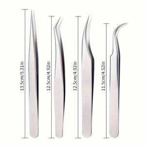 TEMU 4개 세트 정밀 속눈썹 연장 집게 세트 - 고화질, 무향으로 완벽한 속눈썹 적용 및 눈썹 관리