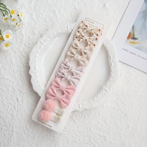 TEMU 소녀용 헤어 액세서리, 목가적이고 상쾌한, 기본 리본 풀 클로스 안전 헤어 클립 10개 세트, 1세트