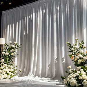 TEMU 고급스러운 흰색 셔터 커튼 - 주름 없는 폴리 에스터 소재로 제작되어 결혼식, 생일, 기념일, 약혼 파티, 사진 촬영, 가정裝飾에 적합 - 깃털이 없어 전기 필요없음, 거실용 커튼