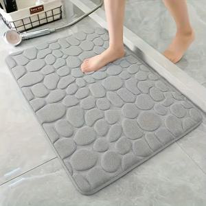 TEMU 1pc 코랄 플리스 Pebble Pattern 욕실 매트, 기하학적 방지 슬립 세탁 가능 오발 Rug, 손수 짠 폴리에스테르 PVC 뒷면, 낮은 스택 475gsm 흡수 메모리 발 매트 욕실 - 기계 세탁 가능|발매트