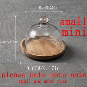TEMU 목재 스탠드가 있는 라운드 유리 디저트 접시, 케이크와 페이스트리를 위한 일본식 미니 디저트 트레이, 레스토랑 및 주방 사용에 완벽, 호텔 사용, 버터 접시용 트레이