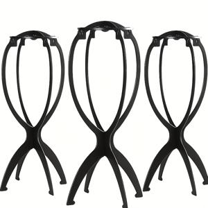 TEMU 3-팩 가발 거치대 스탠드, 휴대용 여행 가발 디스플레이 랙, 남녀 공용 헤어피스 오가나이저 여성 가발, 스타일리시하고 튼튼한 보관 솔루션