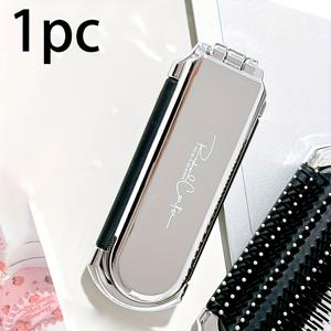 TEMU 1pc 접이식 헤어 브러시, 내장 미러, 일반 헤어용 휴대용 고무 브리스틀 컴, 접이식 디자인, 전기 도금 핸들, 일상 사용 및 여행에 이상적