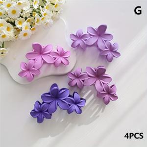 TEMU 4개 세트 여성용 헤어 액세서리 캔디 컬러 양면 꽃 머리핀 우아하고 고급스러운 뒤통수 클로우 클립 일상 사용